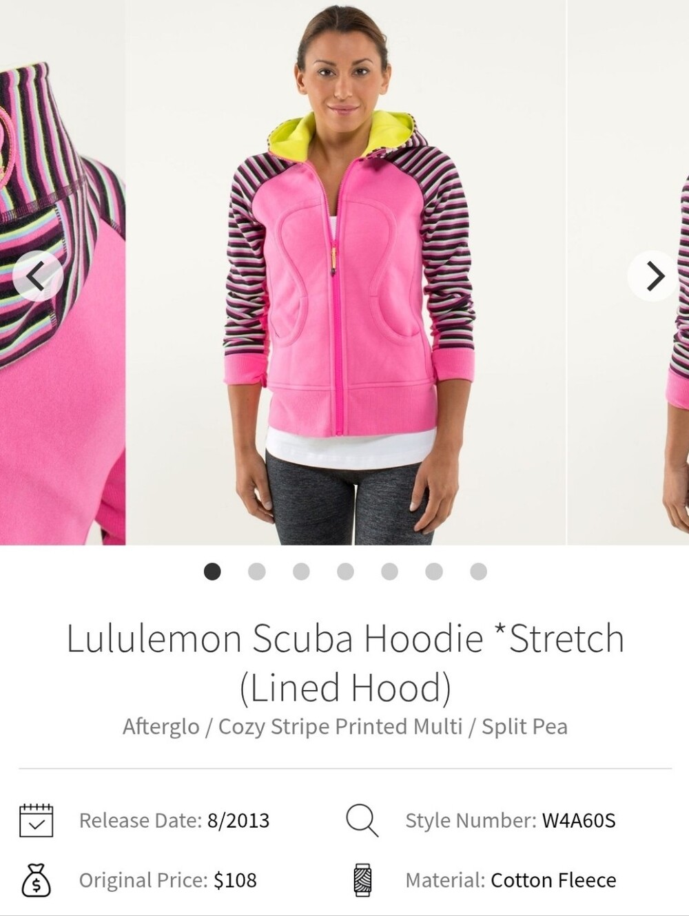 Lululemon Full Zip Scuba Hoodie- Sz 2 - EUC In Afterglo/Black/Split Pea